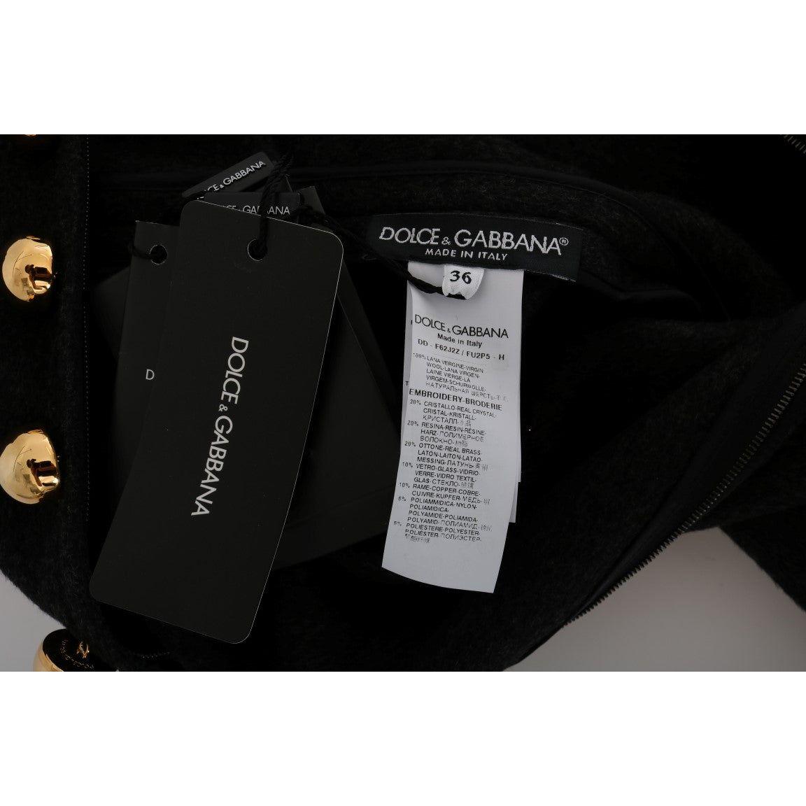 迷人羊毛水晶镶嵌中长连衣裙