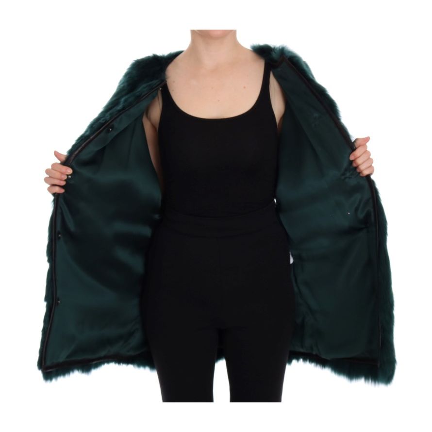 Dolce & Gabbana Green Alpaca Fur Vest Sleeveless Jacket