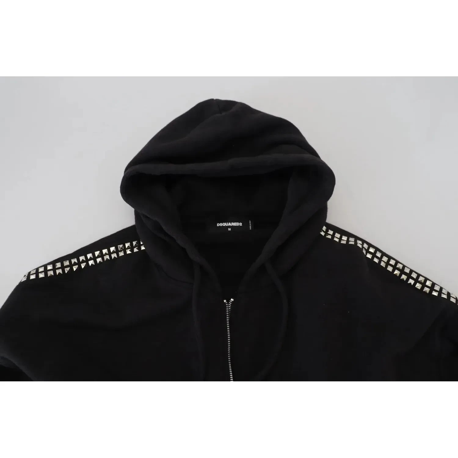سترة Dsquared² سوداء مزينة بسحّاب كامل وغطاء رأس