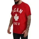 红色印花棉质短袖圆领 T 恤