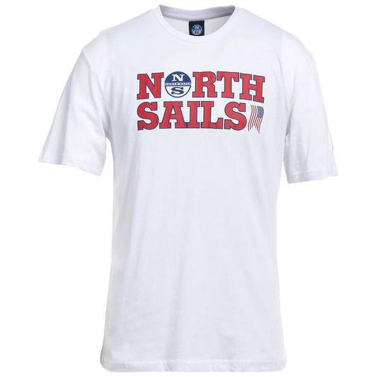 North Sails Elegant White Cotton Logo Tee NO-12779-M