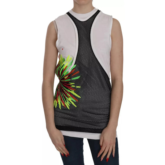 Dsquared² Black White Crew Neck Sleeveless Cotton Blouse JKT515-38