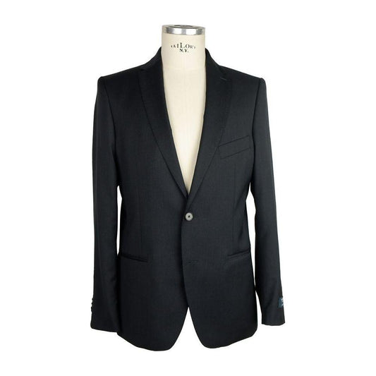 Made in Italy Black Wool Men Suit MI-6571-IT48 | M