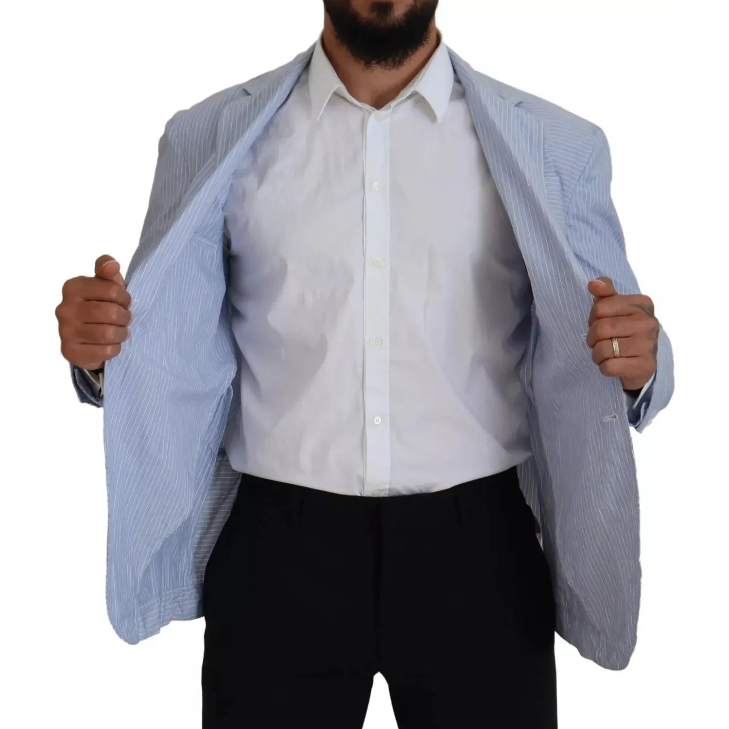 سترة رسمية مخططة بصف واحد من الأزرار من Dsquared² باللون الأزرق