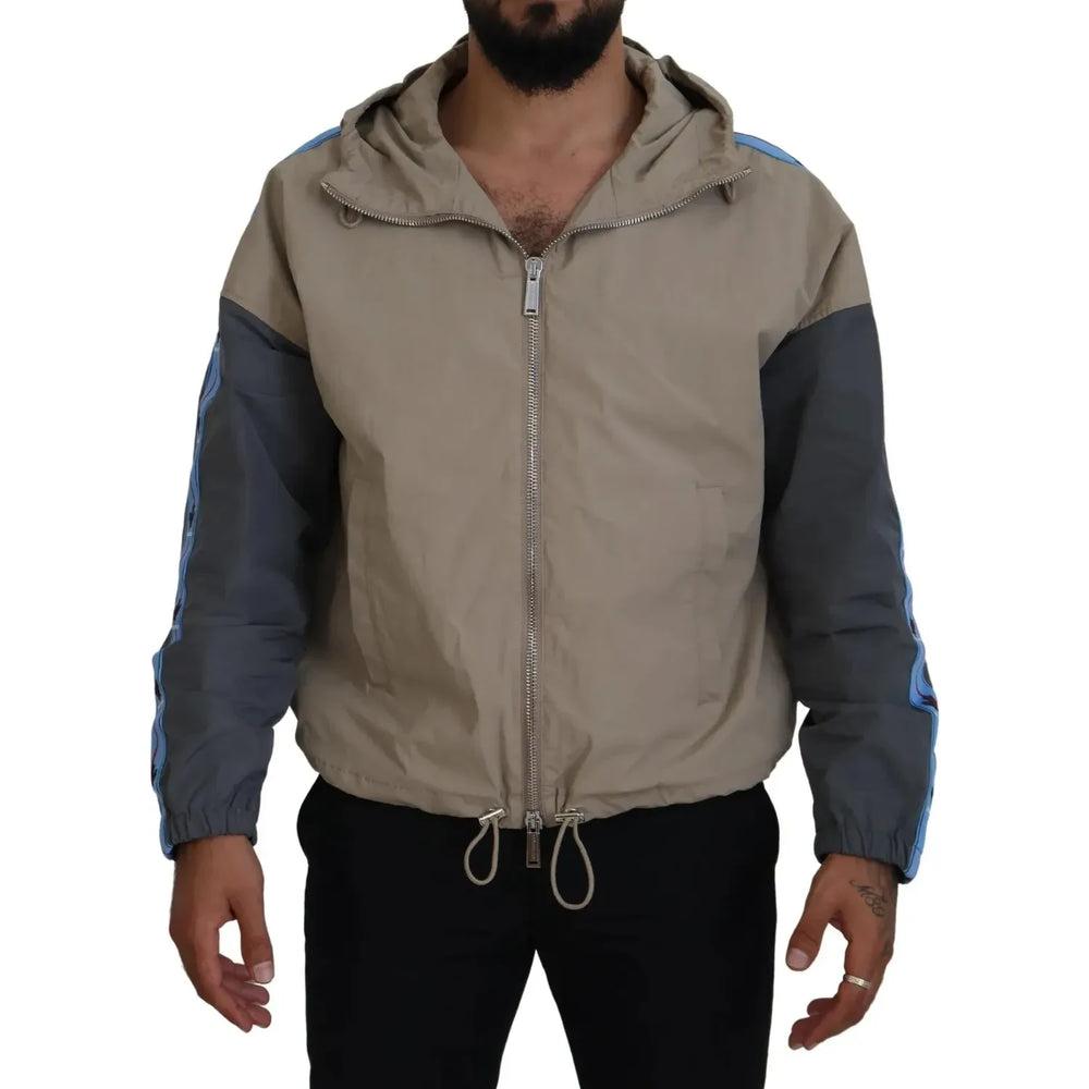Dsquared² Brown Gray Sleeves Hooded Full Zip Jacket JKT3510-48