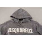 Dsquared² Gray Cotton Hooded Logo Print Men Pullover Sweater Dsquared² Light Slate Gray