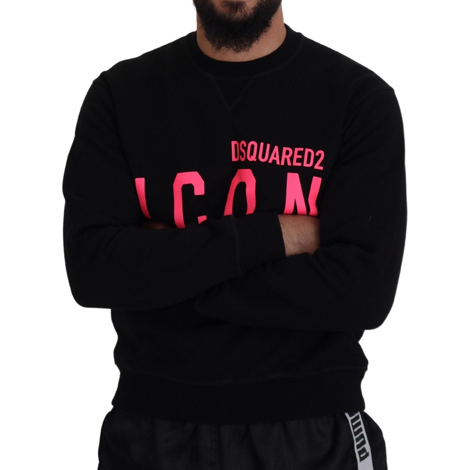 黑色印花长袖套头衫