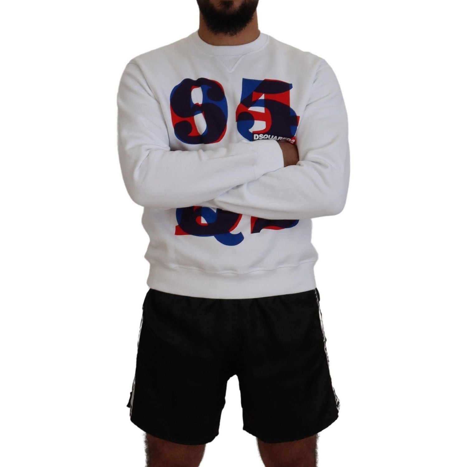 白色印花长袖套头衫