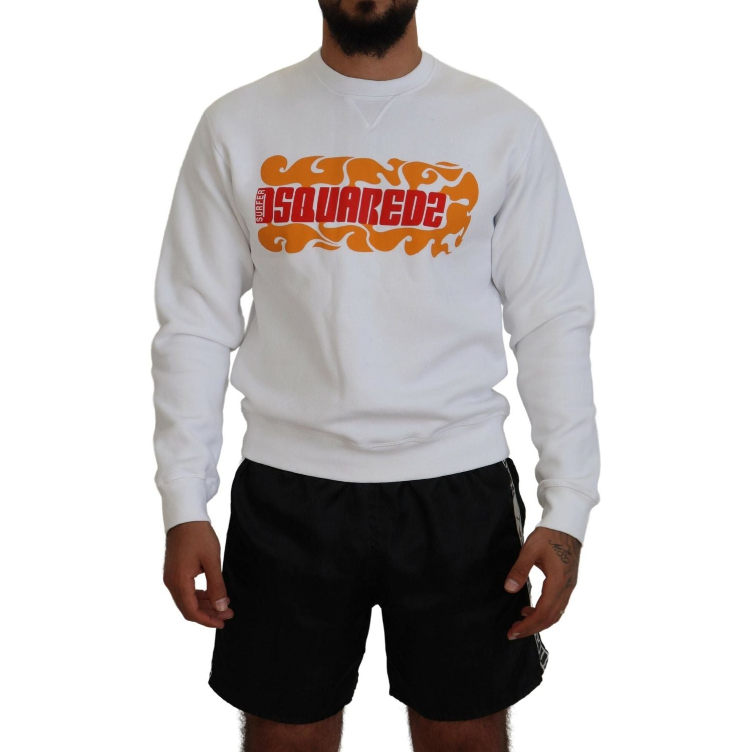 白色棉质印花长袖套衫