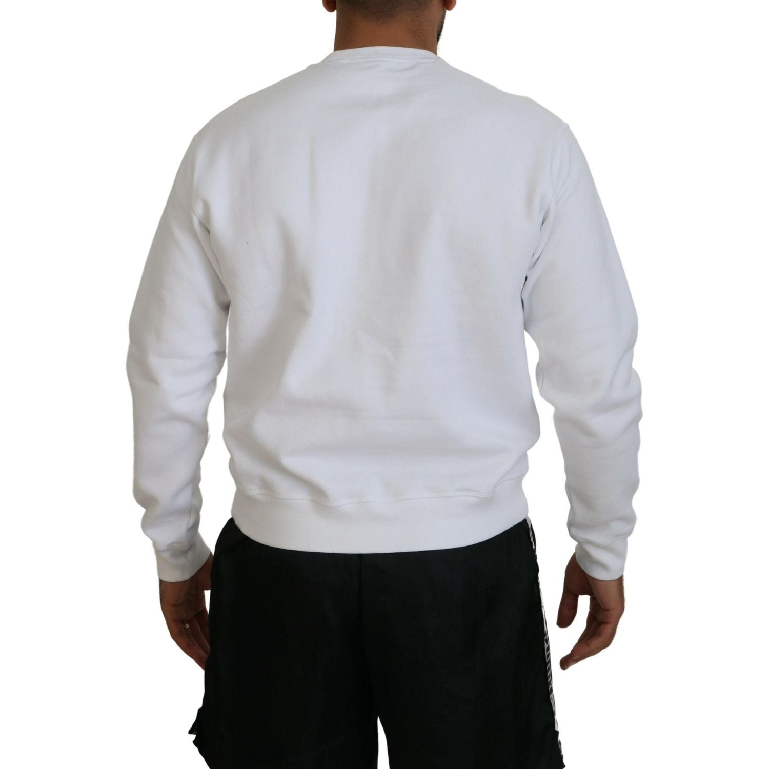 白色棉质印花长袖套衫