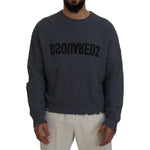 Dsquared² Gray Men Tattered Knitted Pullover Sweater Dsquared² Dark Slate Gray