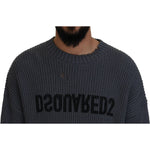 Dsquared² Gray Men Tattered Knitted Pullover Sweater Dsquared² Dark Slate Gray