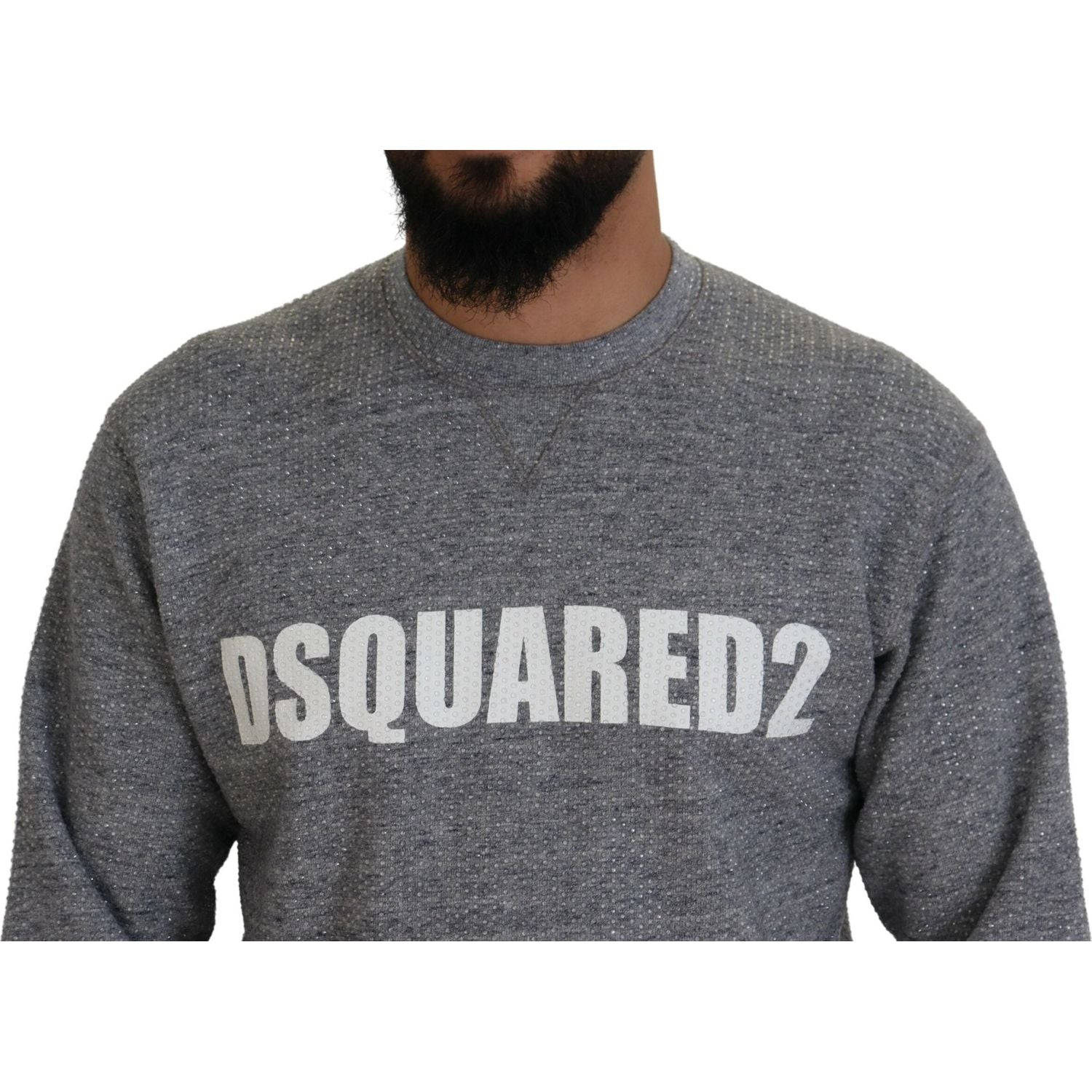 سترة رجالية من Dsquared² مزينة بالكريستال باللون الرمادي