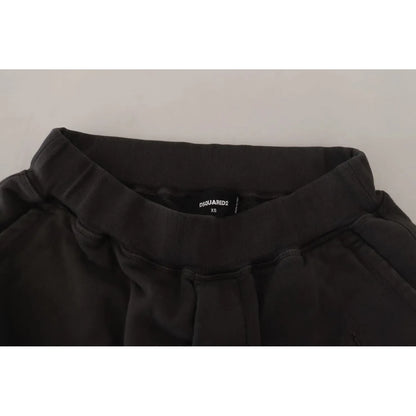 Dsquared² Black Cotton Mid Waist Tattered Tapered Shorts