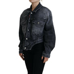 Dsquared² Gray Washed Cotton Cropped Denim Jacket JKT3517-38