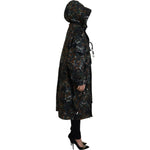 Dsquared² Green Hooded Goth Camouflage Print Parka Coat Jacket Dsquared² Black