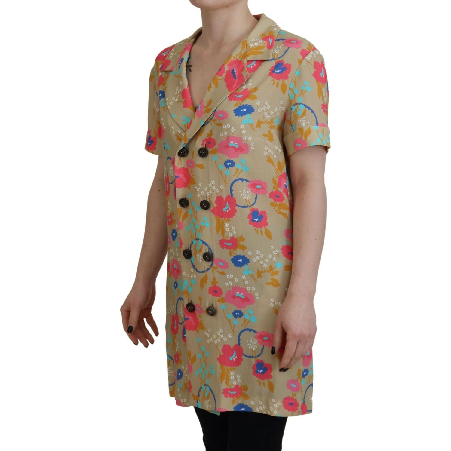 多色印花前襟纽扣长衬衫