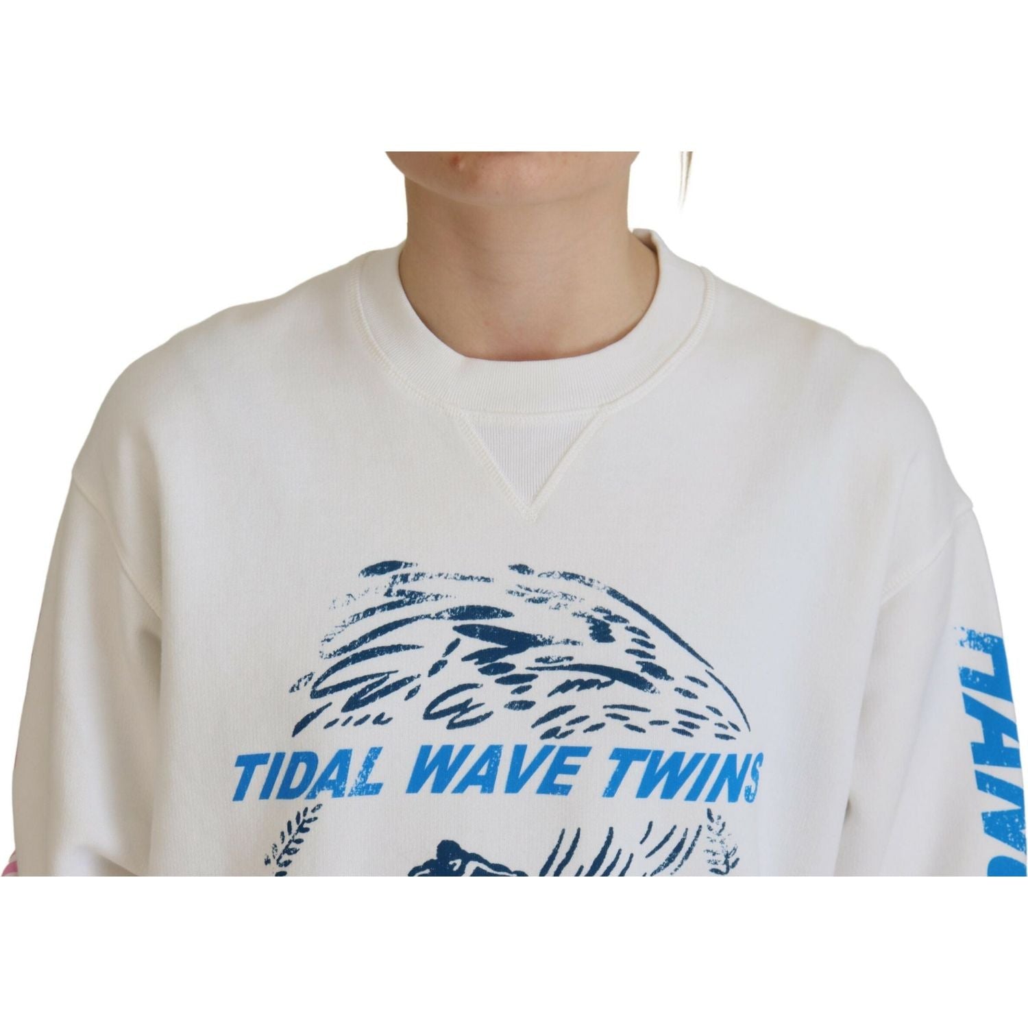 سترة نسائية طويلة الأكمام مطبوعة من القطن باللون الأبيض من Dsquared²