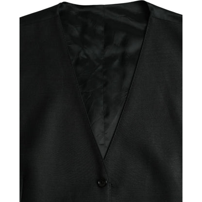 Dolce & Gabbana Black Wool Waistcoat Dress Formal Vest