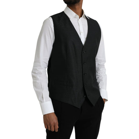 Dolce & Gabbana Black Wool Waistcoat Dress Formal Vest TSH851986-54