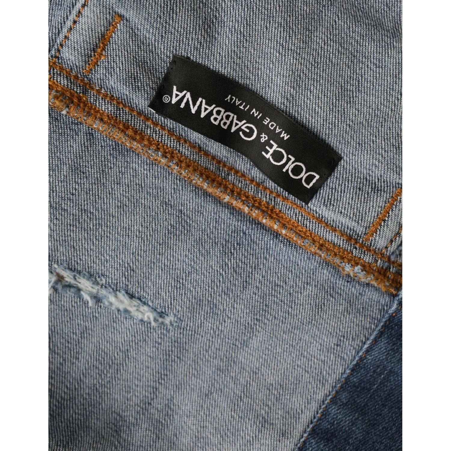 سترة جينز قصيرة من دولتشي آند غابانا باللون الأخضر من القطن المصبوغ