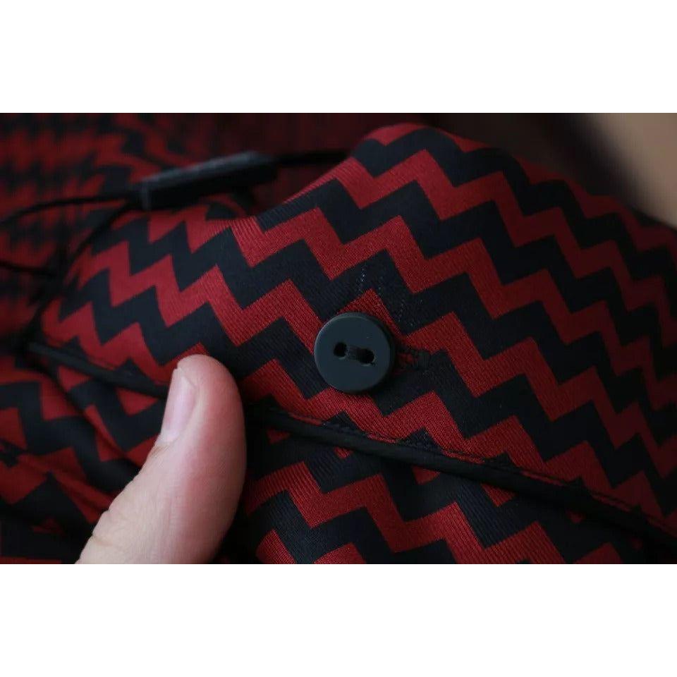 Dolce & Gabbana Black Red Zigzag Pattern Casual Shirt TSH4479-41