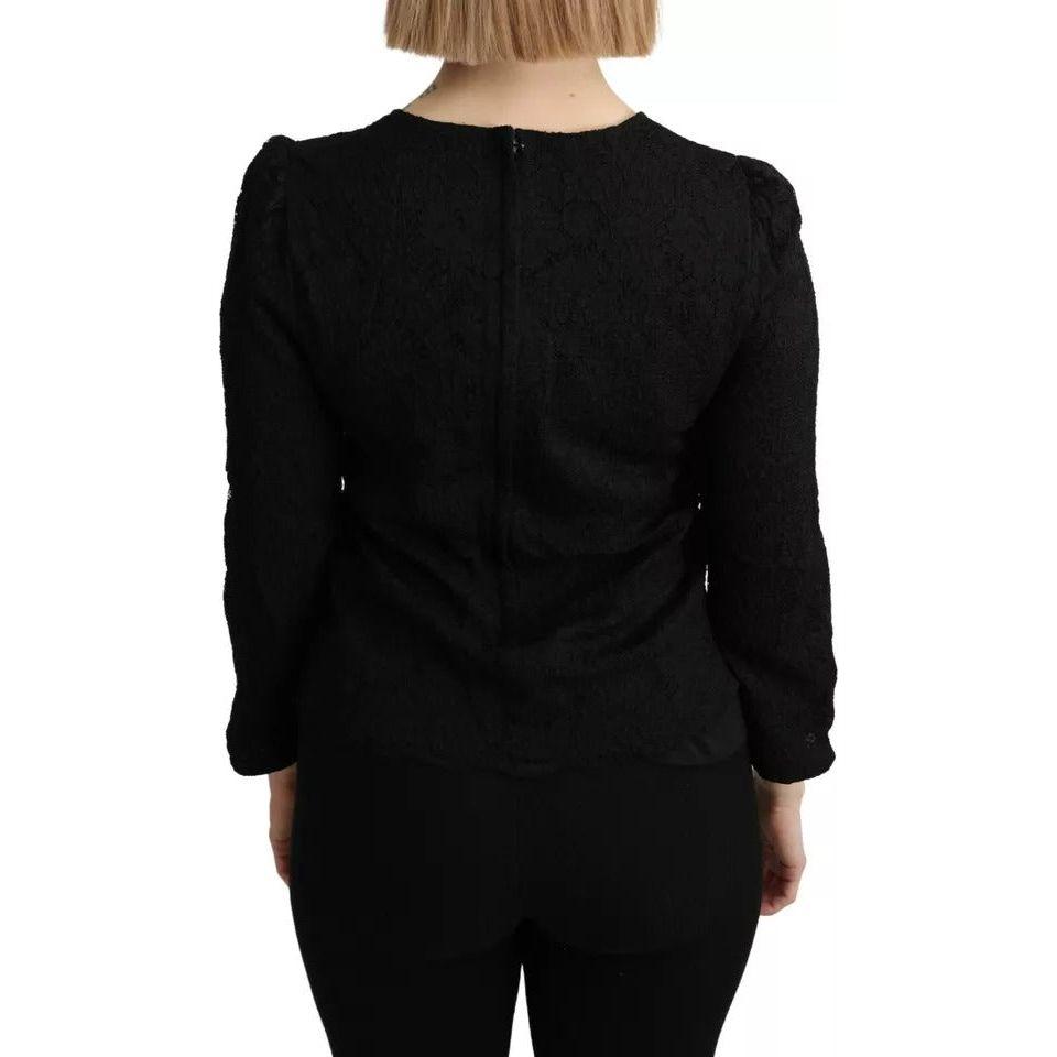 بلوزة Dolce &amp; Gabbana ذات الأكمام الطويلة من الدانتيل الأسود