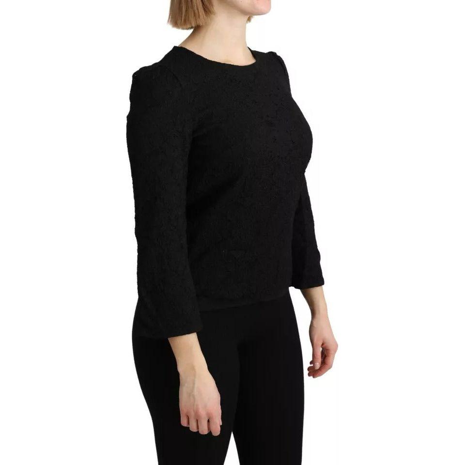 بلوزة Dolce &amp; Gabbana ذات الأكمام الطويلة من الدانتيل الأسود