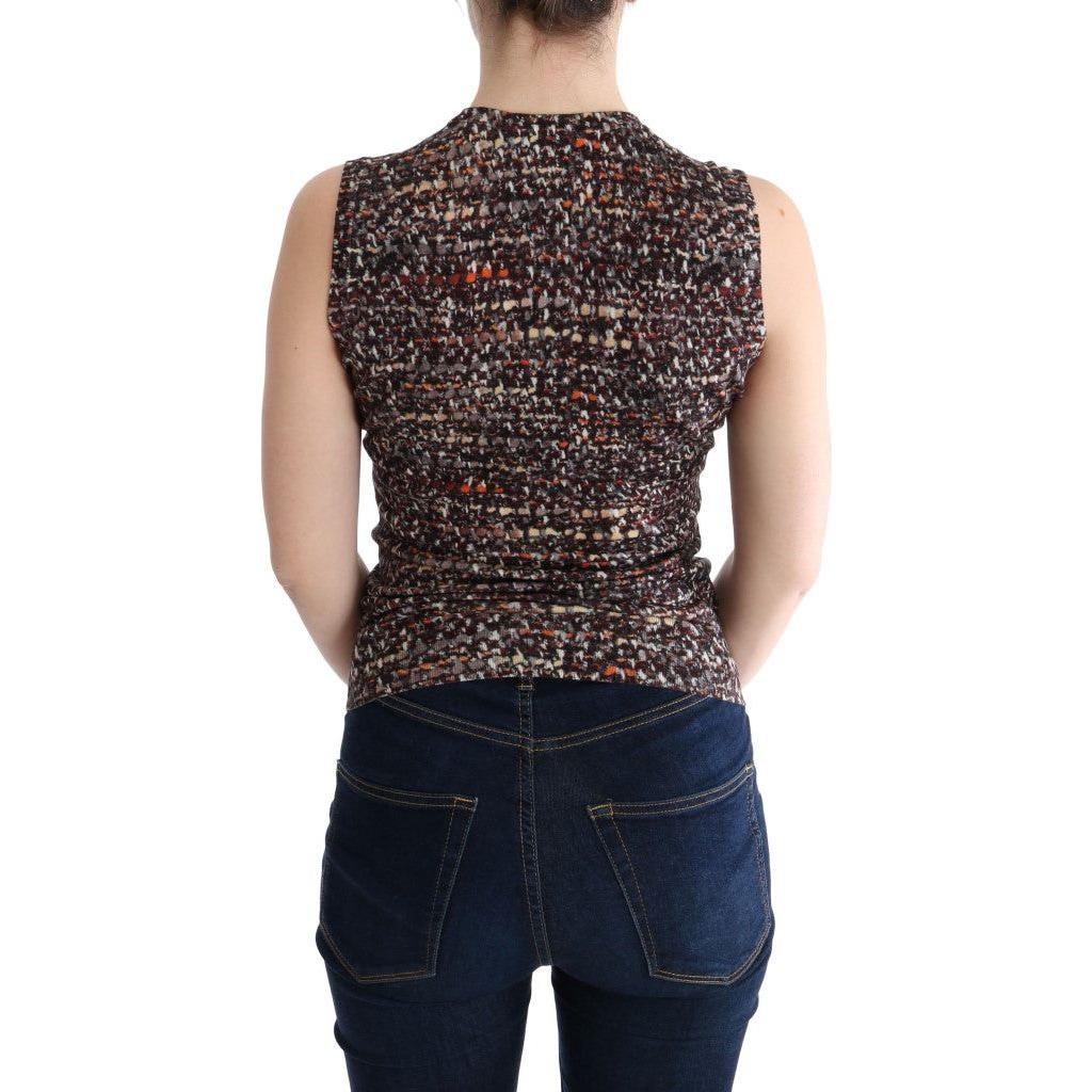 无袖多色针织羊毛上衣