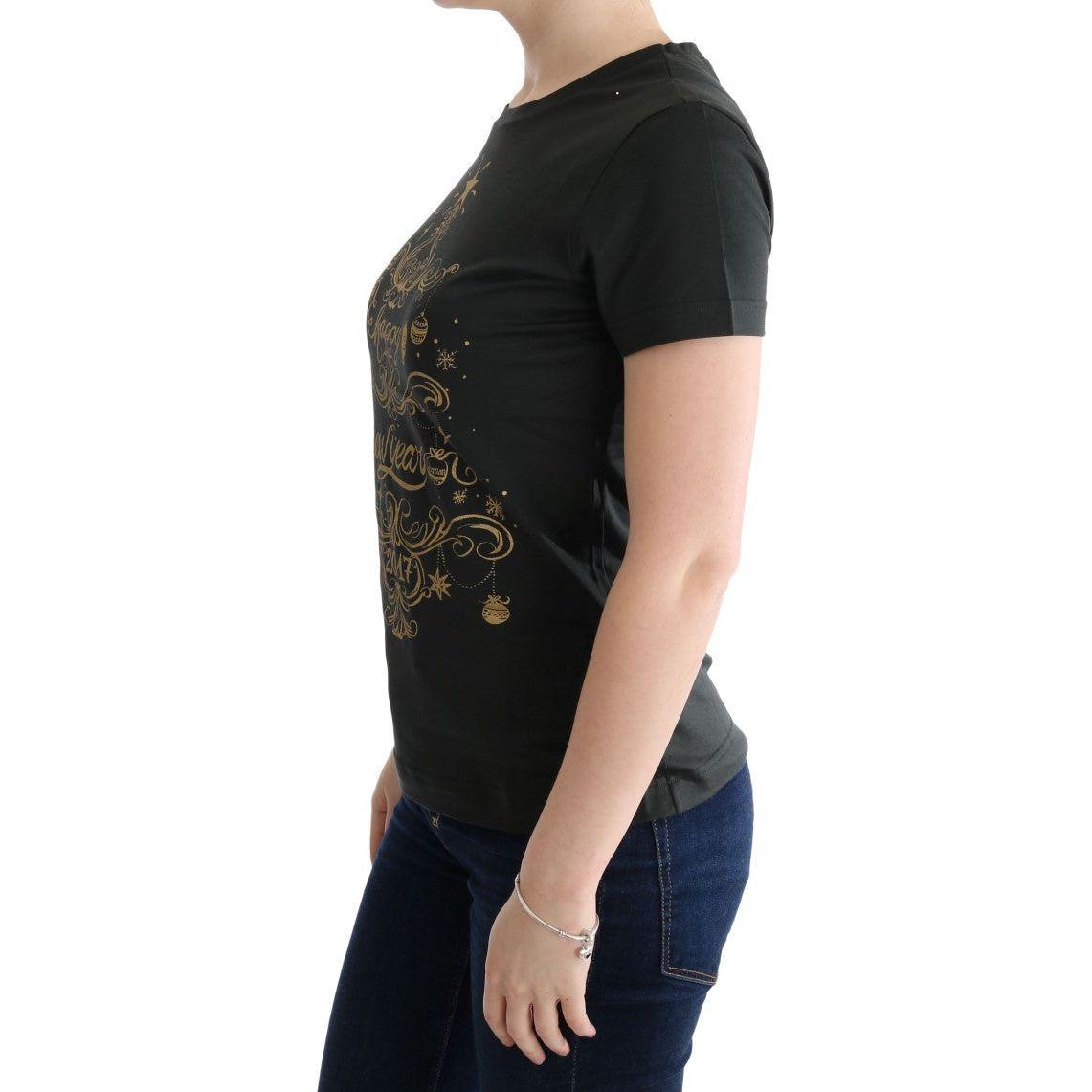 翡翠绿色棉质 T 恤，印有 2017 年图案