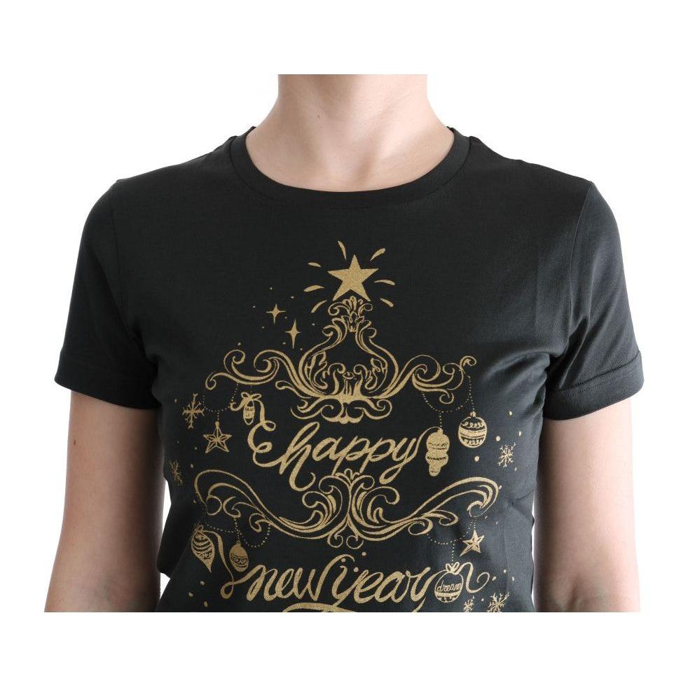 翡翠绿色棉质 T 恤，印有 2017 年图案