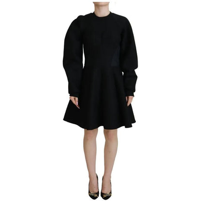 Dolce & Gabbana Cotton Black Long Sleeves A-line Mini Dress