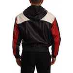 Dolce & Gabbana Black Leather Hooded Blouson Jacket Dolce & Gabbana Black