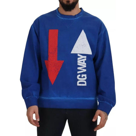 Dolce & Gabbana Blue DGWAY Cotton Crewneck Pullover Sweater TSH83083-50