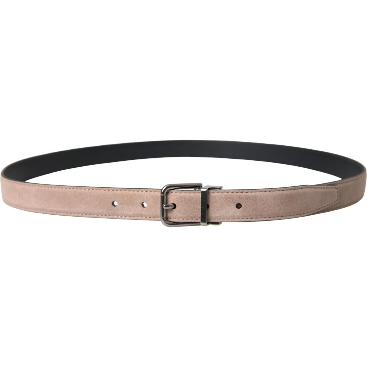 Dolce & Gabbana Beige Suede Leather Silver Buckle Belt Men