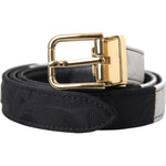 Dolce & Gabbana Black White Patchwork Gold Metal Buckle Belt
