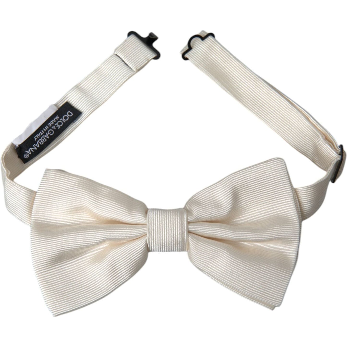 Dolce & Gabbana Off White Silk Adjustable Neck Men Bow Tie
