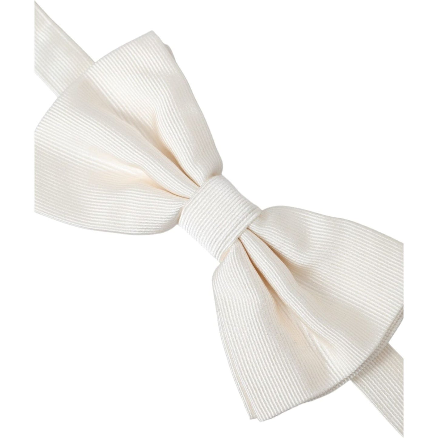 Dolce & Gabbana Off White Silk Adjustable Neck Men Bow Tie