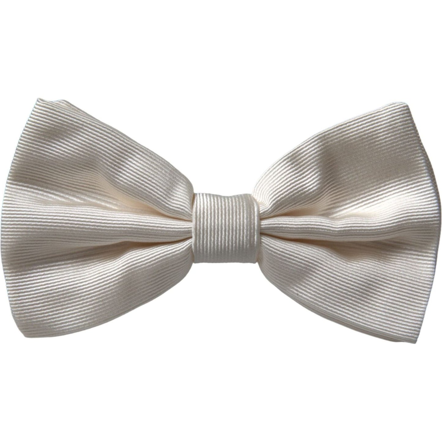 Dolce & Gabbana Off White Silk Adjustable Neck Men Bow Tie