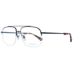 Sandro Black Men Glasses Frame, half-rim aviator style, black metal with demo lenses, featuring tortoise shell temples.