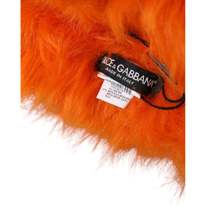 Dolce & Gabbana Orange Faux Fur Whole Head Wrap Hat