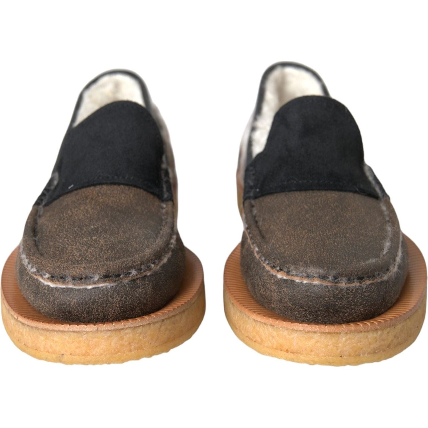 حذاء رجالي من دولتشي آند غابانا مصنوع من الجلد باللون البني والأسود