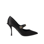 Dolce & Gabbana Black Mary Jane Crystal Heels Pumps Shoes LA11208-40