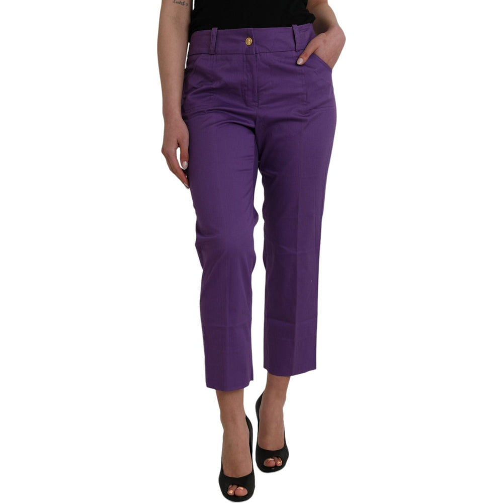 BENCIVENGA Purple Cotton MidWaist Straight Cropped Pants BENCIVENGA Dark Slate Gray