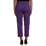 BENCIVENGA Purple Cotton MidWaist Straight Cropped Pants BENCIVENGA Dark Slate Gray