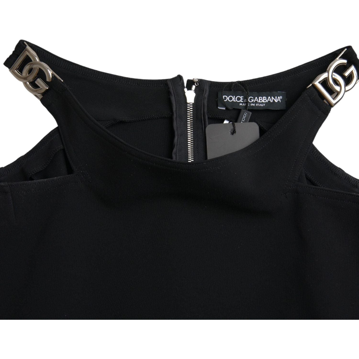 بلوزة دولتشي آند غابانا سوداء بدون أكمام ورقبة دائرية وقصيرة