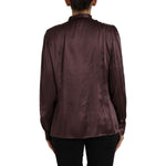 Dolce & Gabbana Brown Ascot Collar Long Sleeve Top Blouse TSH852022-48
