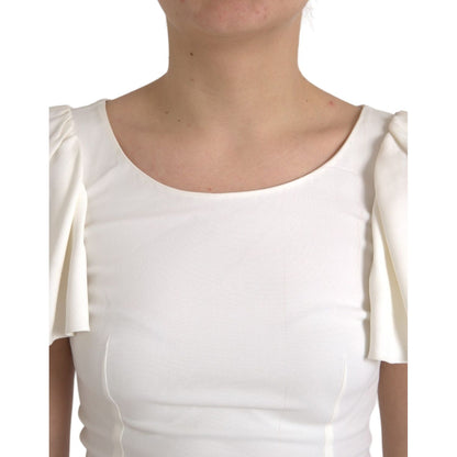 Dolce & Gabbana White Viscose Round Neck Short Sleeves Top