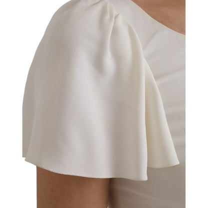 Dolce & Gabbana White Viscose Round Neck Short Sleeves Top