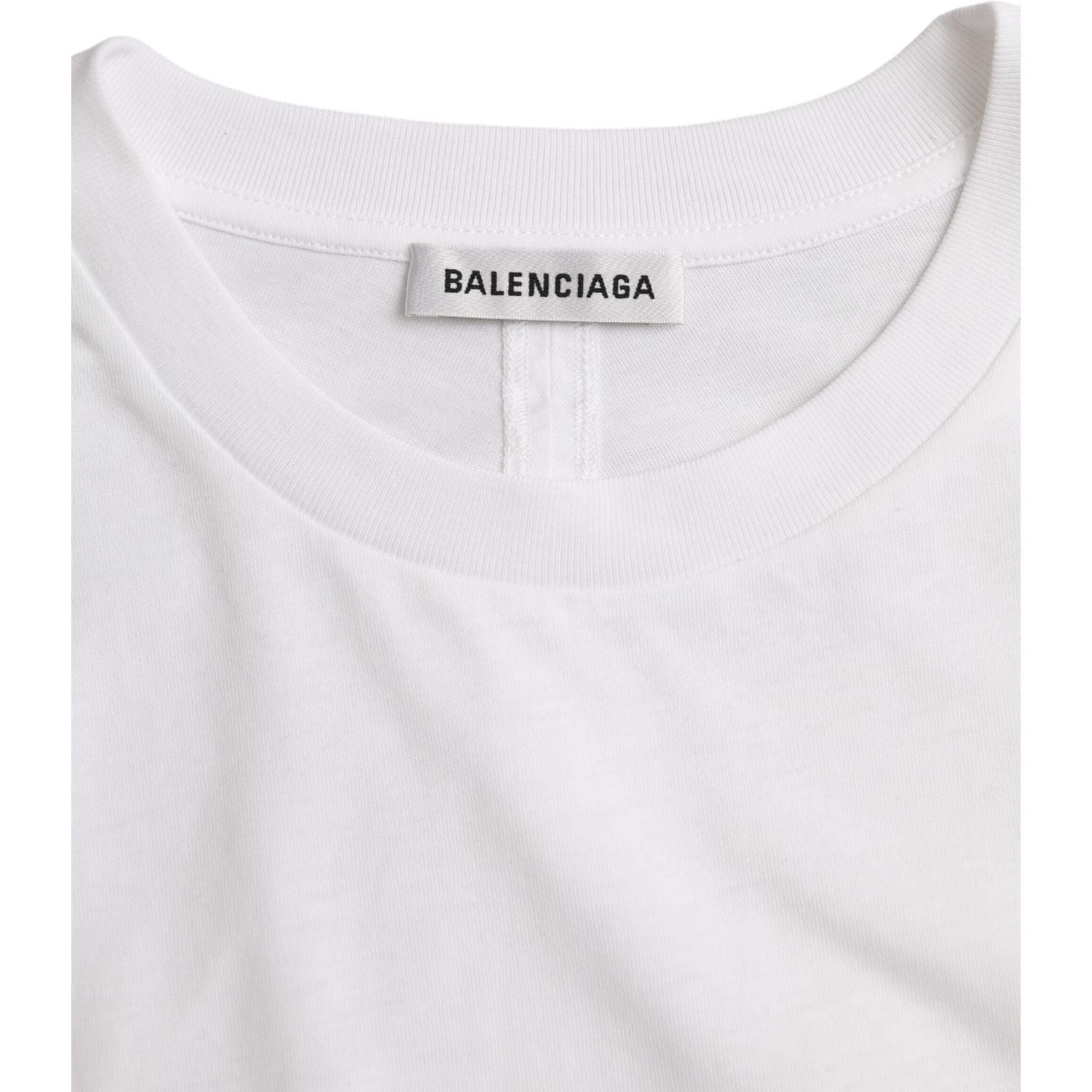 تي شيرت Balenciaga أبيض من القطن بياقة دائرية وأكمام قصيرة